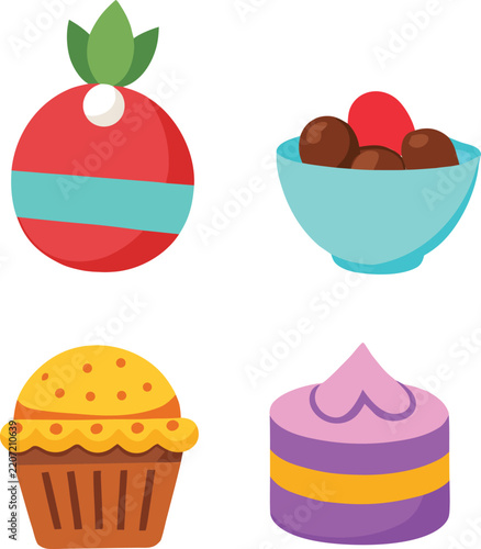 Vector illustration of luxury Cake and ice cream.