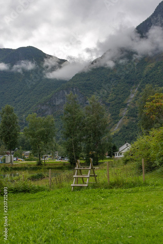 mountain landscape in the valley of Flam, Norway
