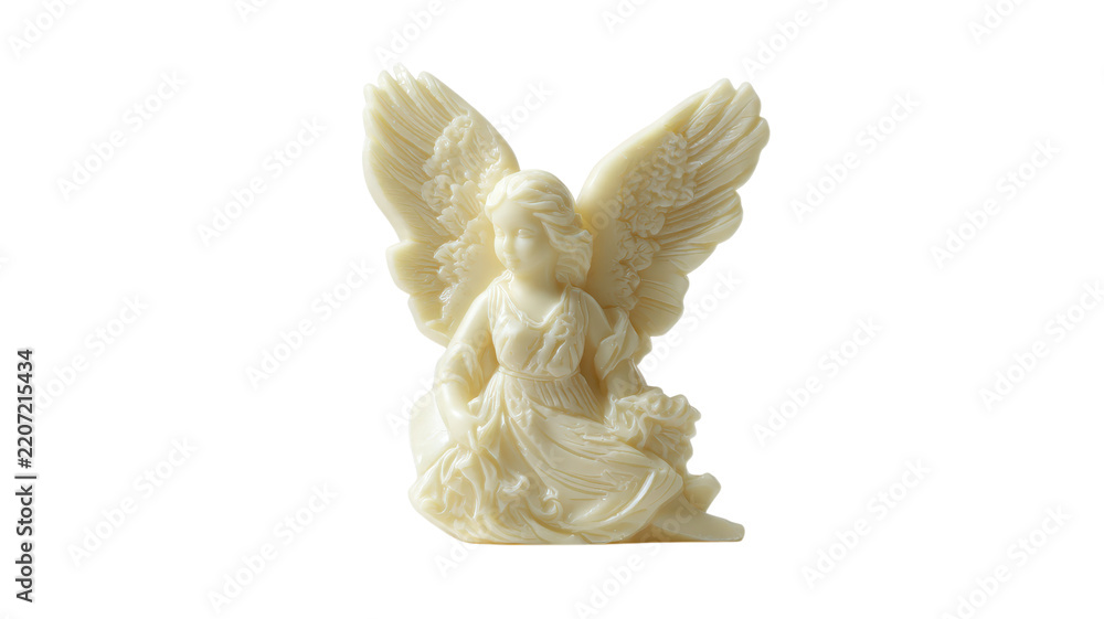 Fototapeta premium Angel figurine holding flowers religious decor