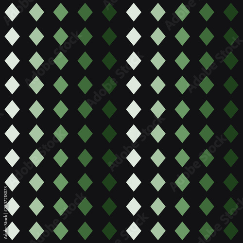 Seamless forest green diamond grid pattern on black background
