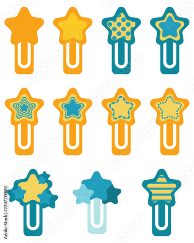 Star shape bookmark set. Vector illustration.