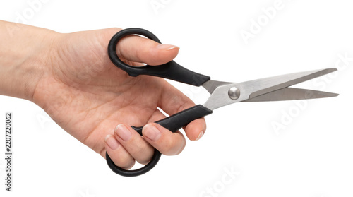 Hand Holding Open Scissors Ready for Cutting