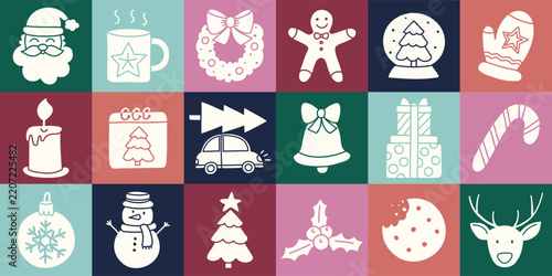 Christmas card with holiday ornaments. Christmas background. Vector illustration