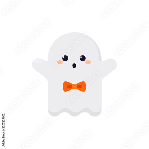 Cute white ghost with bow