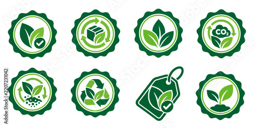 Eco Label and Green Badge Icons Collection