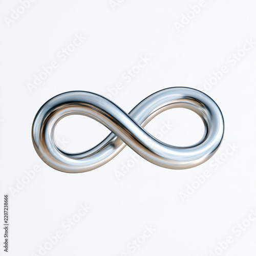 Metallic Infinity Symbol on White Background