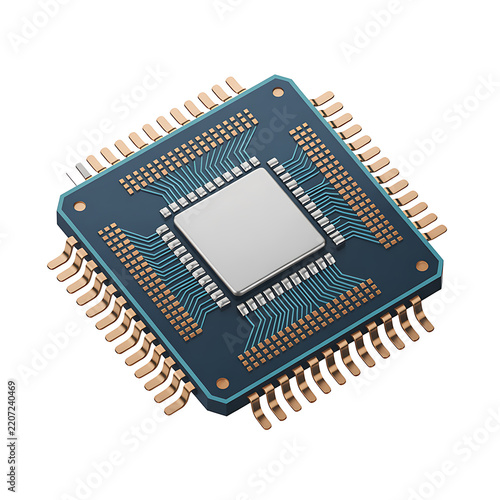 Obraz na płótnie Modern microprocessor chip isolated on transparent background