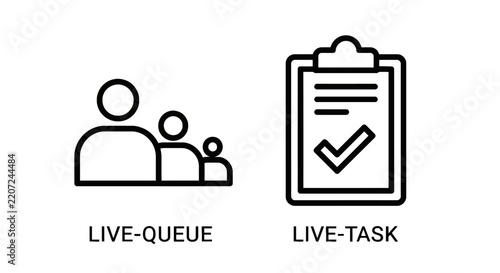 Set of live queue and task icons representing user workflow and checklist management with people icon todo list graphic design vector icon