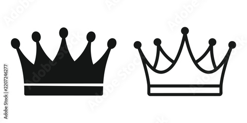 Foto Royal crown icon set featuring king, queen, prince, princess, monarchy, authorit