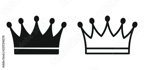 Foto Royal crown icon set featuring king, queen, prince, princess, monarchy, authorit