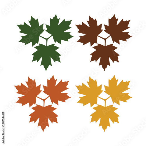 Autumn Maple Leaf Cluster Collection Fall Foliage Silhouettes