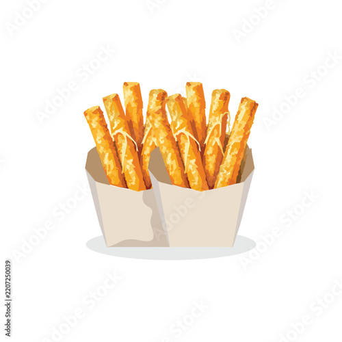 Mozzarella Sticks in Paper Containers Illustration