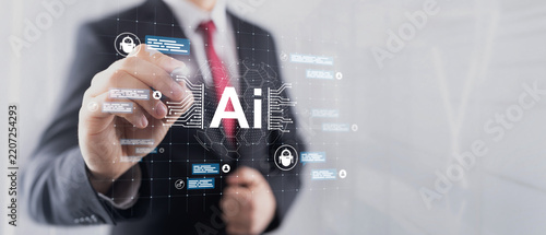 Tapety artystyczne AI Driven Data Analysis and Machine Learning Technology Concept