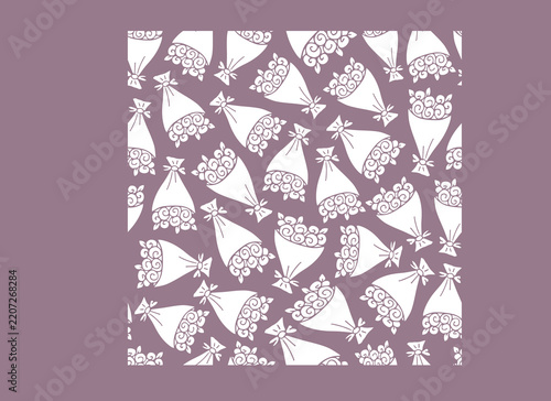 Seamless pattern of white bouquets. Festive-themed vector illustration. The base color can be anything.