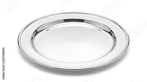 Silver Plate Gleam: A clean, polished silver plate sits ready for a culinary creation, reflecting subtle light and exuding elegance.