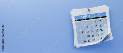 April 2027 calendar pinned to a blue background