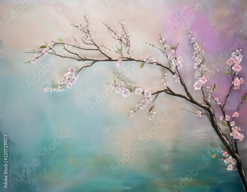 dramatic pastel hand painted backdrop with rustic branch