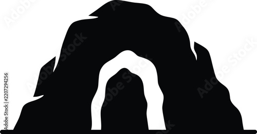 Cave silhouette vector. Grotto vector icon