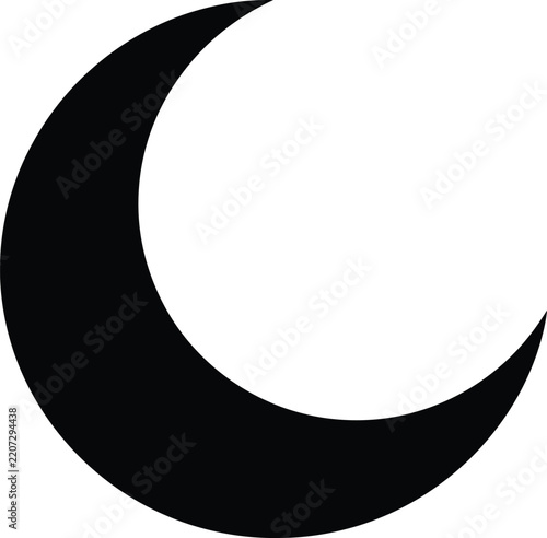 Crescent moon silhouette vector. Moon shape vector icon