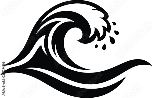 Ocean wave silhouette vector. Sea wave vector icon