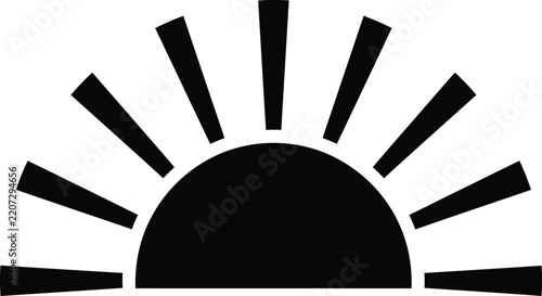 Sun silhouette vector. Rising sun vector icon