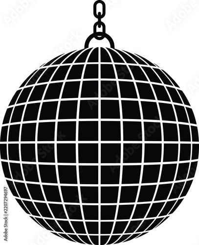 Disco ball silhouette vector. Mirror ball vector icon