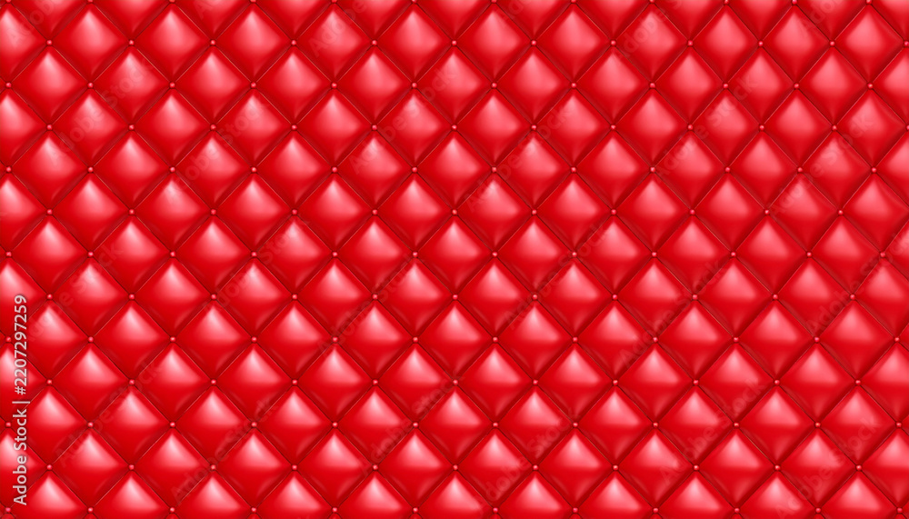 Obraz premium Luxurious red tufted leather upholstery texture for elegant interior design backgrounds