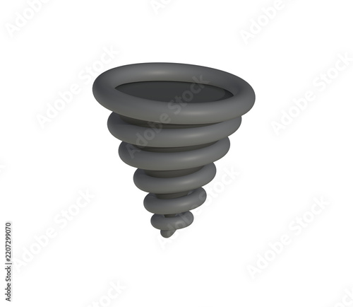 3D Tornado Storm Icon Cute soft clay style illustration of gray tornado funnel minimal weather symbol perfect for apps web warning signs