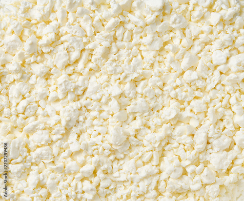 cottage cheese as background, top view. Fresh cottage cheese close up. food background.