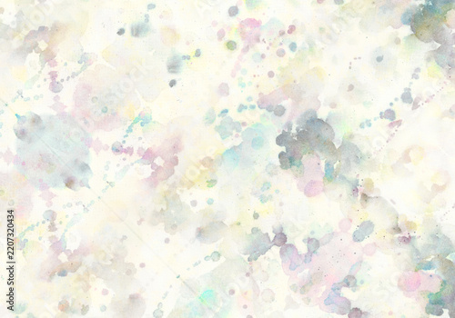 淡い墨混じりのカラー水彩画