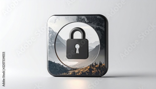encrypted file icon isolated on white background, soft natural lighting