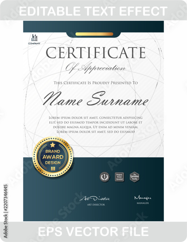 Modern Dark Navy Blue Base Corporate Vertical Certificate