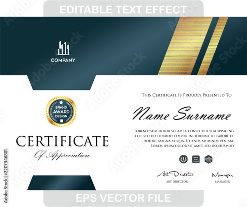 Sleek Dark Navy and Gold Angular Header Certificate