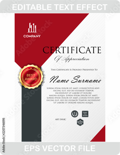 Royal Red Silk Ribbon Corner Vertical Certificate