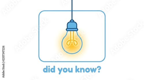 Lightbulb illustration with Did You Know text, creative concept for education, trivia, or business innovation, flat vector graphic design on white background