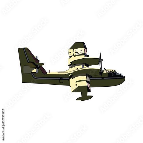 Airplane Firefighting illustration design template