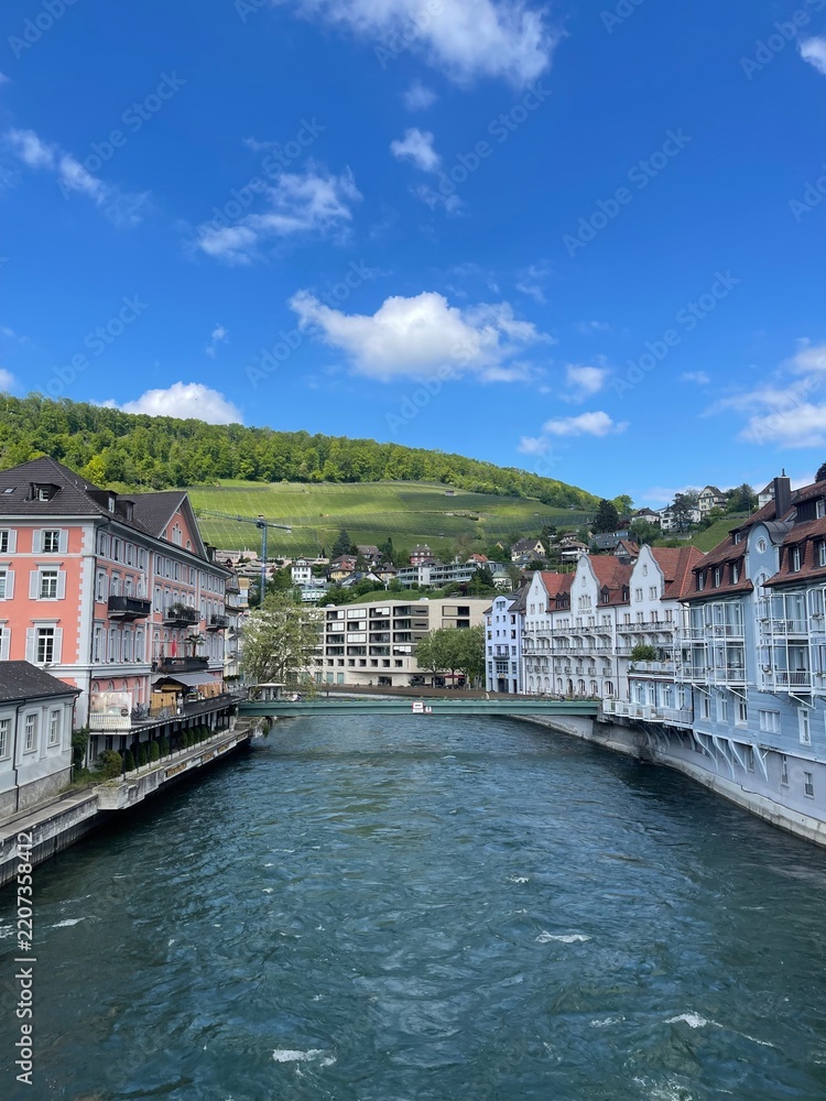 Obraz premium View of the old town of river