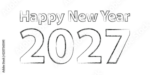 Happy New Year 2027 text graphic with chalk effect for celebration invitations and design