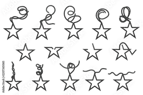 Hand Drawn Star Elements with Swirls on White Background Vector Illustration Celebration Concept