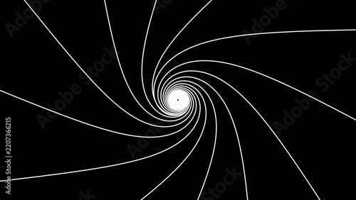 Black and White Spiral Tunnel Vector Background, Camera Lens Swirl Line Pattern, Hypnotic Vortex Monochrome Design for Wallpaper and Poster