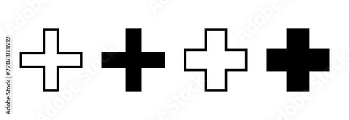 Plus Icon set vector. Add plus sign and symbol