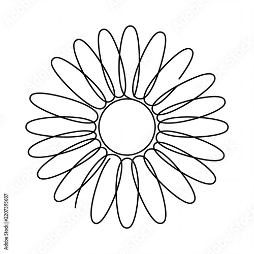 Minimalist flower continuous line drawing illustration