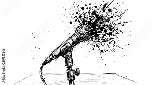 Explosive Sound Abstract Microphone Illustration
