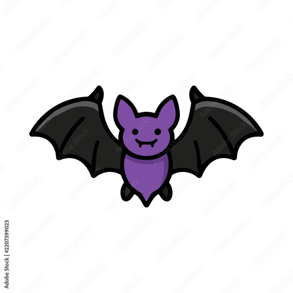 Fototapeta premium Cute Cartoon Bat Character with Purple Colorful Design in Flight