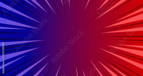 Comic Book Radial Speed Lines Blue and Red Gradient Background
