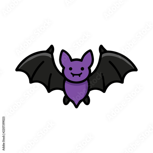 Cute Cartoon Bat Character with Purple Colorful Design in Flight