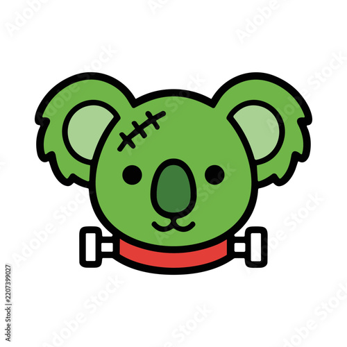 Cute Cartoon Koala Character with Green Fur and Cheerful Expression