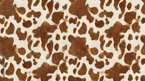 brown cow print pattern seamless textile design with animal skin texture and rustic farm style fashion graphic backdrop background