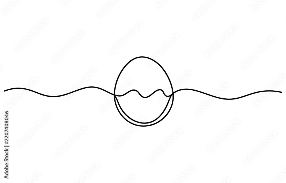 Obraz premium Single continuous line drawing of an egg with a wavy line going through the center Vector, illustration