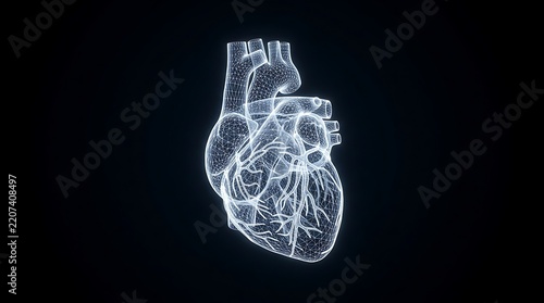 Human heart digital wireframe 3D model